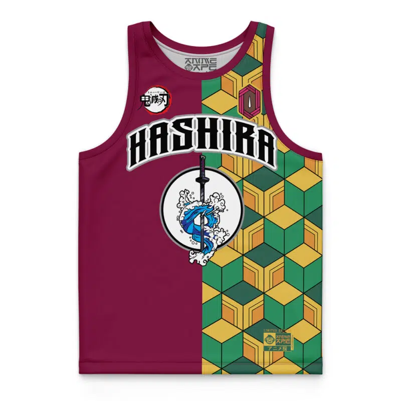 Hashira Giyu Tomioka Demon Slayer Basketball Jersey - Image 3