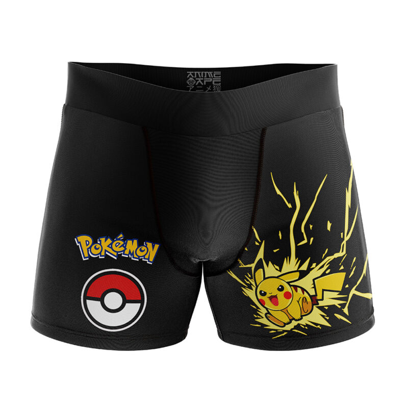 Pikachu Attack Black Pokemon Boxer Briefs Mens Underwear