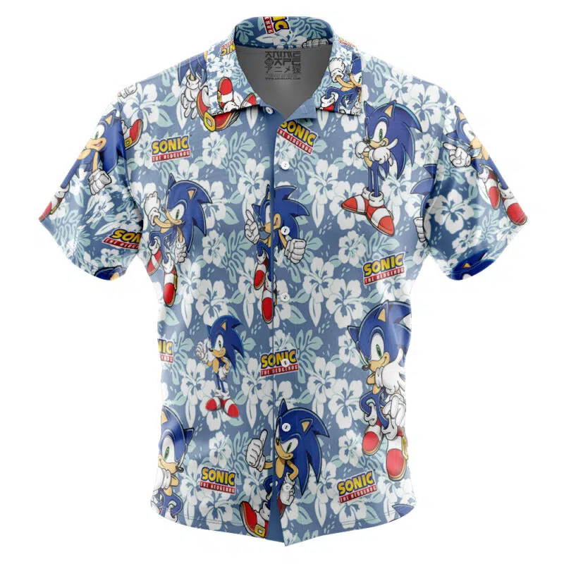 Sonic Pattern Sonic The Hedgehog Button Up Hawaiian Shirt