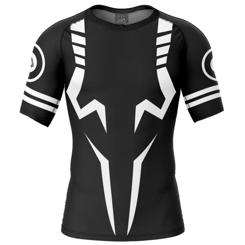 Sukuna White Marks Jujutsu Kaisen Short Sleeve Rash Guard Compression Shirt