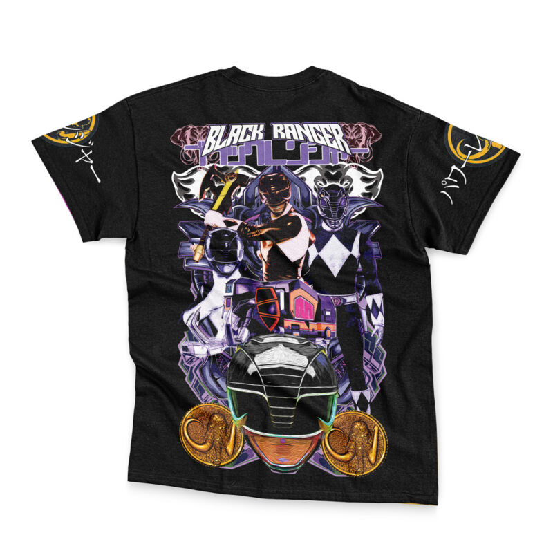 Black Ranger Mighty Morphin Power Rangers Streetwear T-Shirt - Image 2