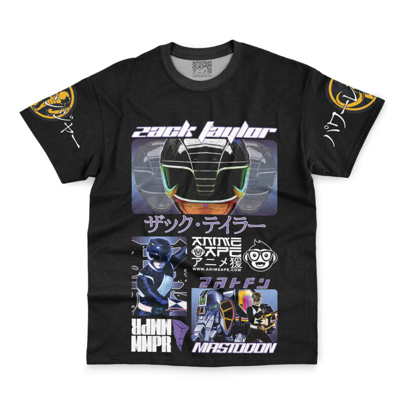 Black Ranger Mighty Morphin Power Rangers Streetwear T-Shirt - Image 4