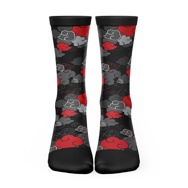 Black Aloha Pattern Akatsuki Naruto Socks