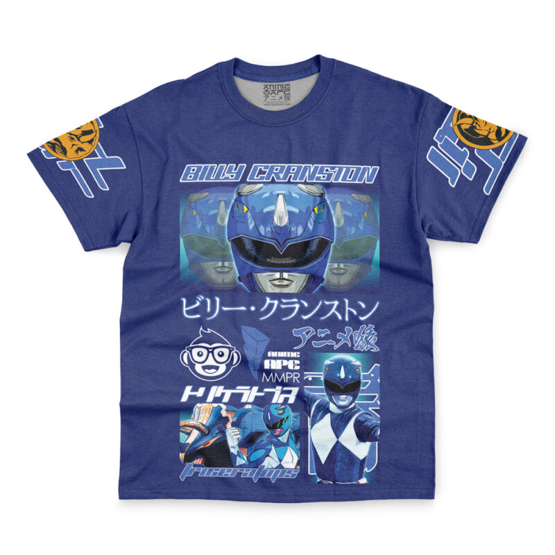 Blue Ranger Mighty Morphin Power Rangers Streetwear T-Shirt - Image 4