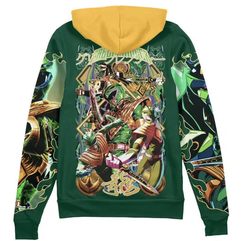 Green Ranger Mighty Morphin Power Rangers Streetwear Zip Hoodie Jacket