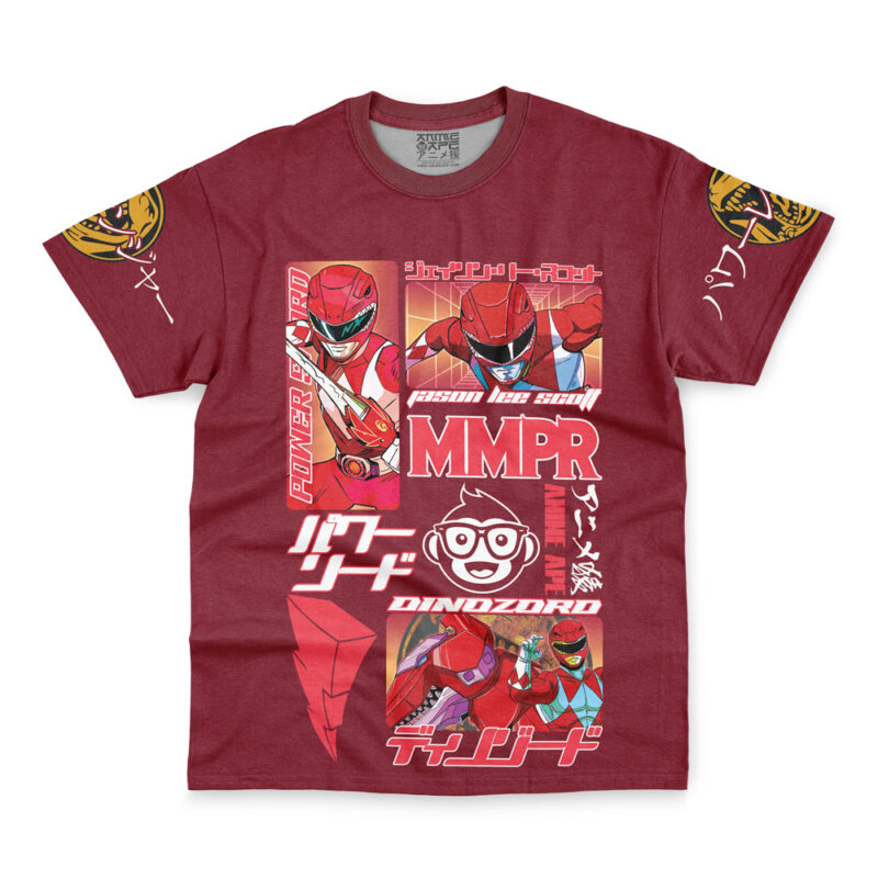 Red Ranger Mighty Morphin Power Rangers Streetwear T-Shirt - Image 4