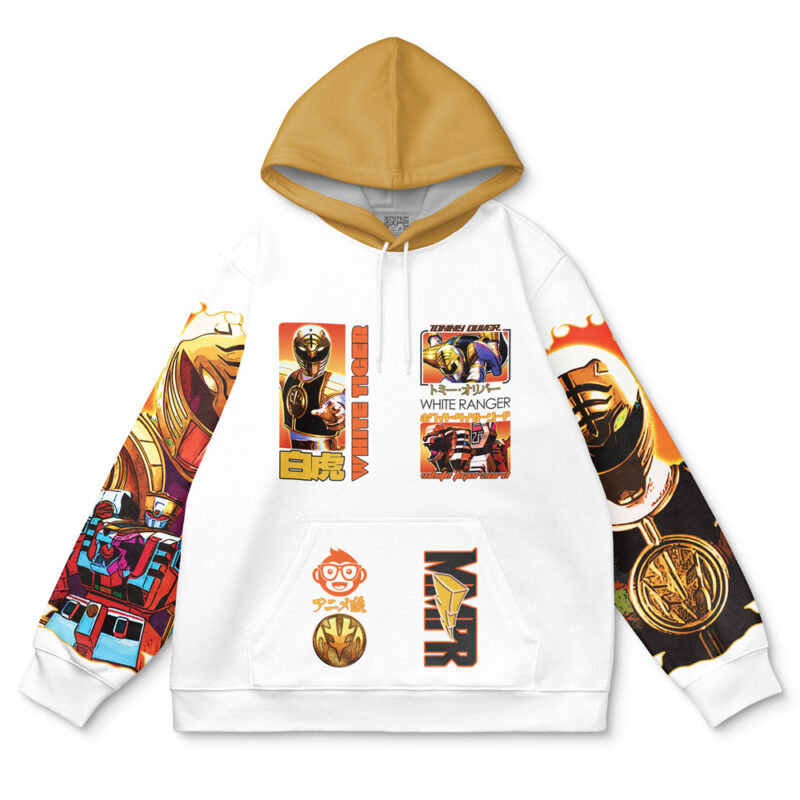 White Ranger V2 Mighty Morphin Power Rangers Streetwear Hoodie - Image 2