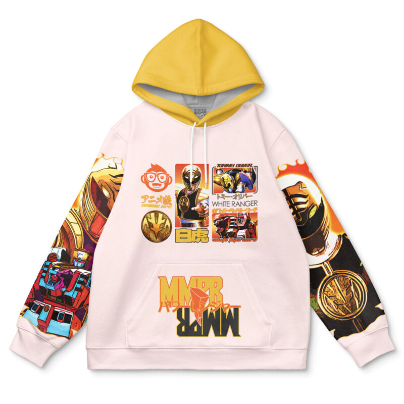 White Ranger Mighty Morphin Power Rangers Streetwear Hoodie - Image 2