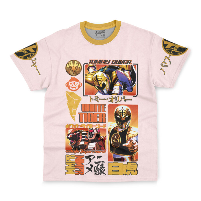 White Ranger Mighty Morphin Power Rangers Streetwear T-Shirt - Image 4