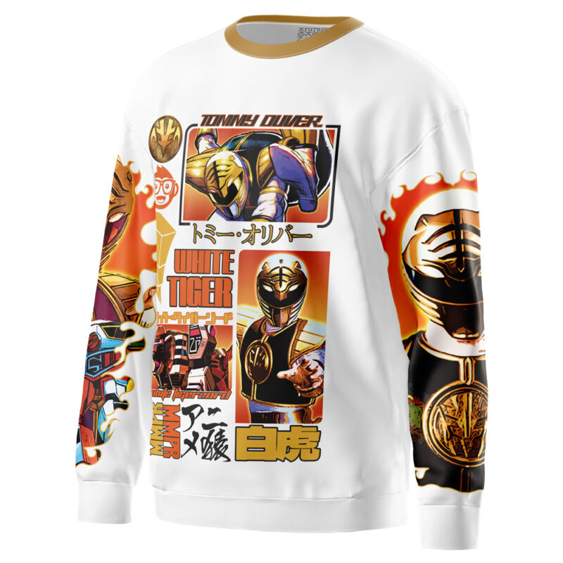 White Ranger V2 Mighty Morphin Power Rangers Streetwear Sweatshirt - Image 3