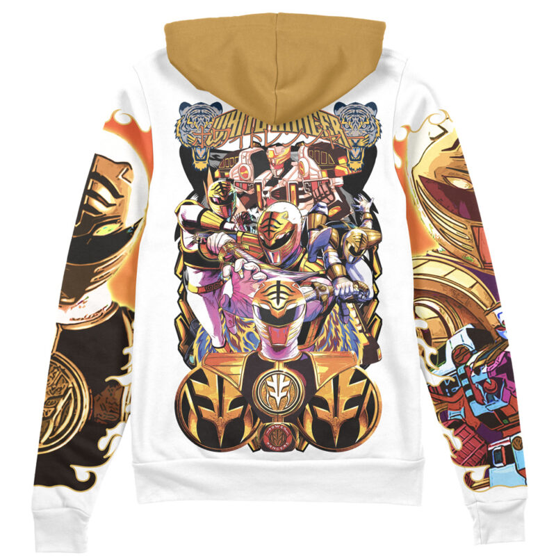 White Ranger V2 Mighty Morphin Power Rangers Streetwear Zip Hoodie Jacket