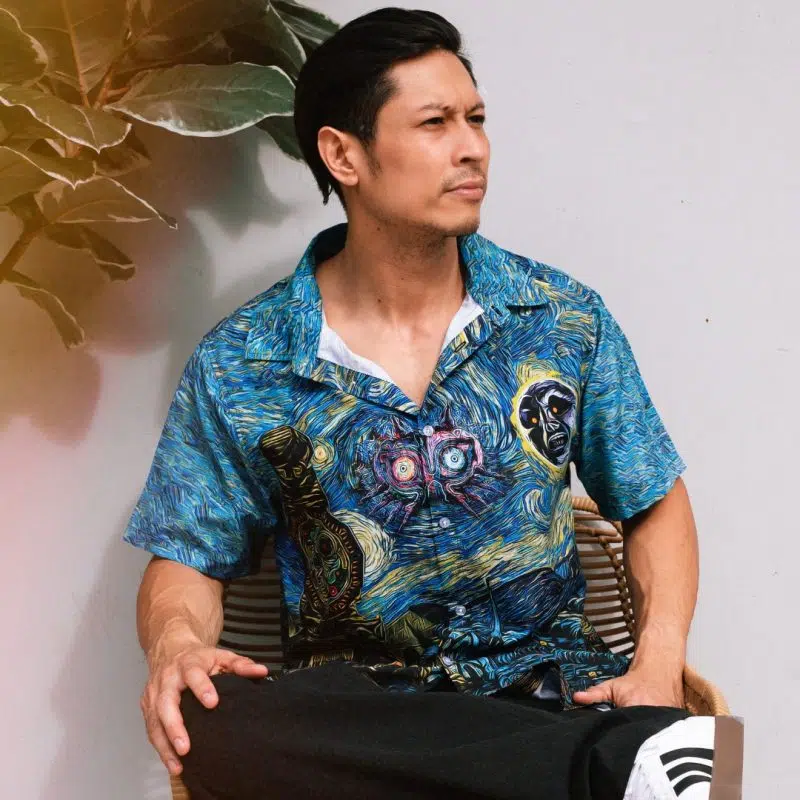 Zelda Majora’s Mask Starry Night Button Up Hawaiian Shirt