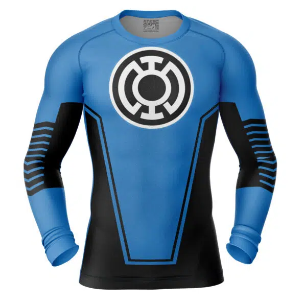 Blue Lantern DC Comics Long Sleeve Rash Guard Compression Shirt