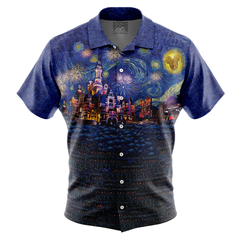Disneyland Starry Night Button Up Hawaiian Shirt