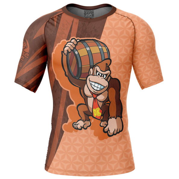 Donkey Kong Super Smash Bros Short Sleeve Rash Guard Compression Shirt