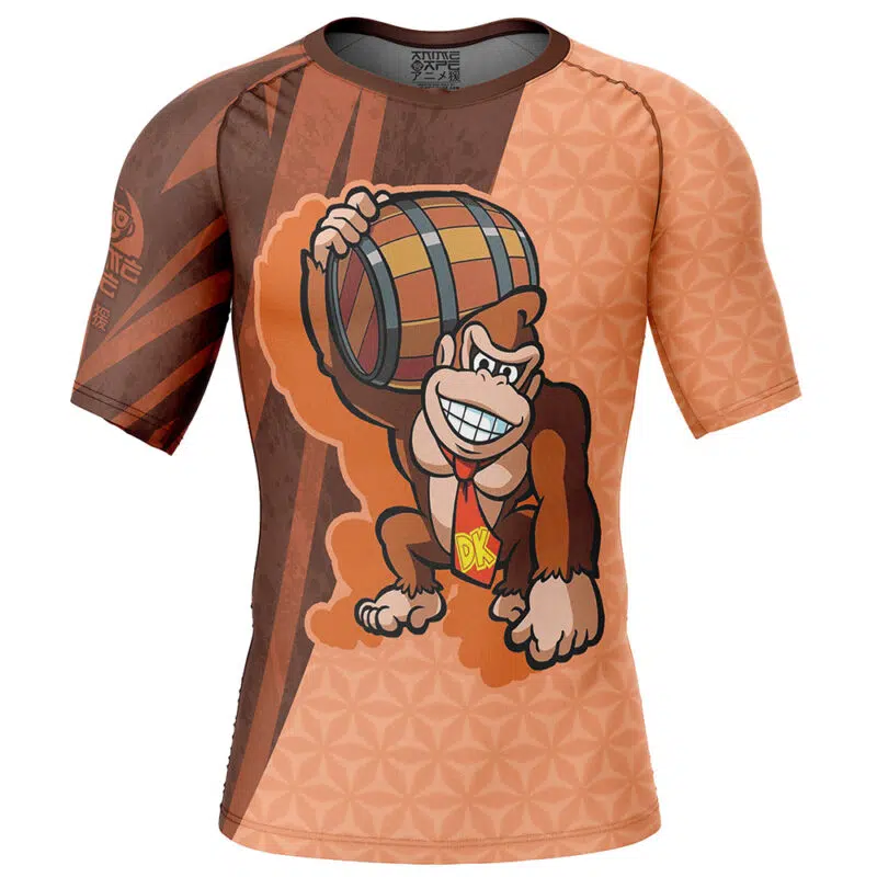 Donkey Kong Super Smash Bros Short Sleeve Rash Guard Compression Shirt