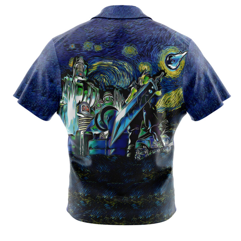 Final Fantasy 7 Starry Night Midgar Button Up Hawaiian Shirt - Image 2