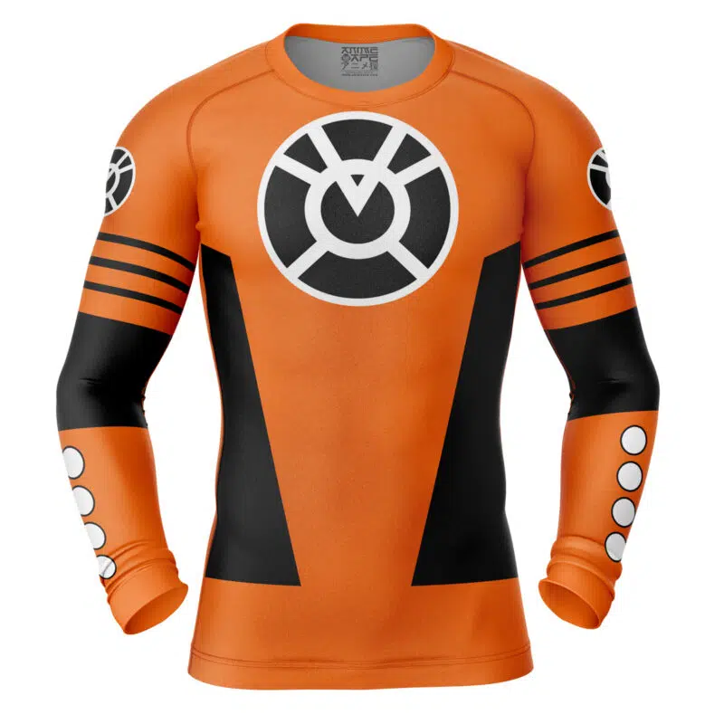 Orange Lantern DC Comics Long Sleeve Rash Guard Compression Shirt