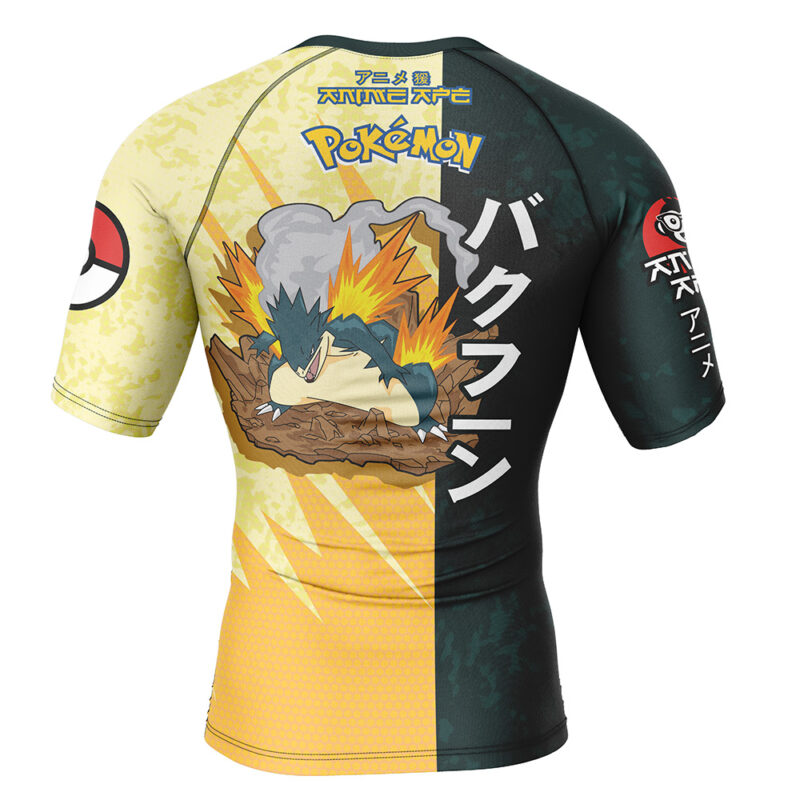 Typhlosion Attack Pokemon Short Sleeve Rash Guard Compression Shirt - Image 2