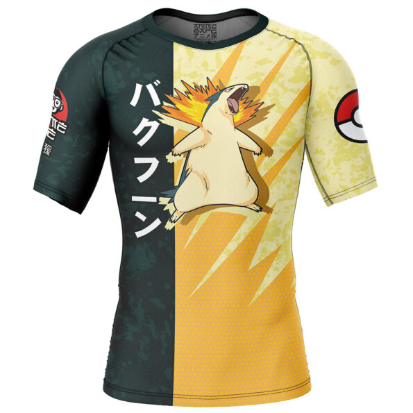 Typhlosion Attack Pokemon Short Sleeve Rash Guard Compression Shirt