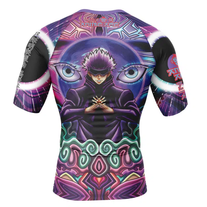 Trippy Gojo Satoru Jujutsu Kaisen Short Sleeve Rash Guard Compression Shirt - Image 2