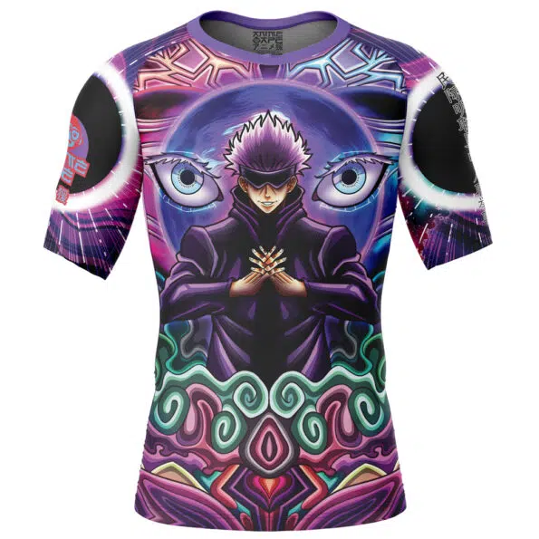 Trippy Gojo Satoru Jujutsu Kaisen Short Sleeve Rash Guard Compression Shirt