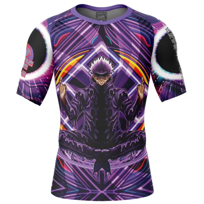 Trippy Gojo Satoru V2 Jujutsu Kaisen Short Sleeve Rash Guard Compression Shirt