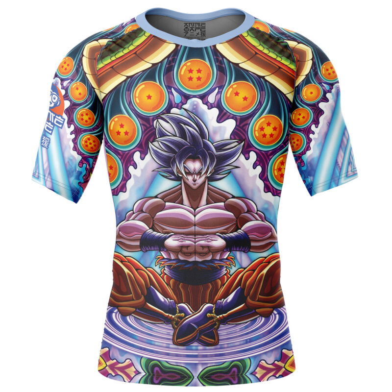 Trippy Ultra Instinct Goku Dragon Ball Super Short Sleeve Rash Guard Compression Shirt