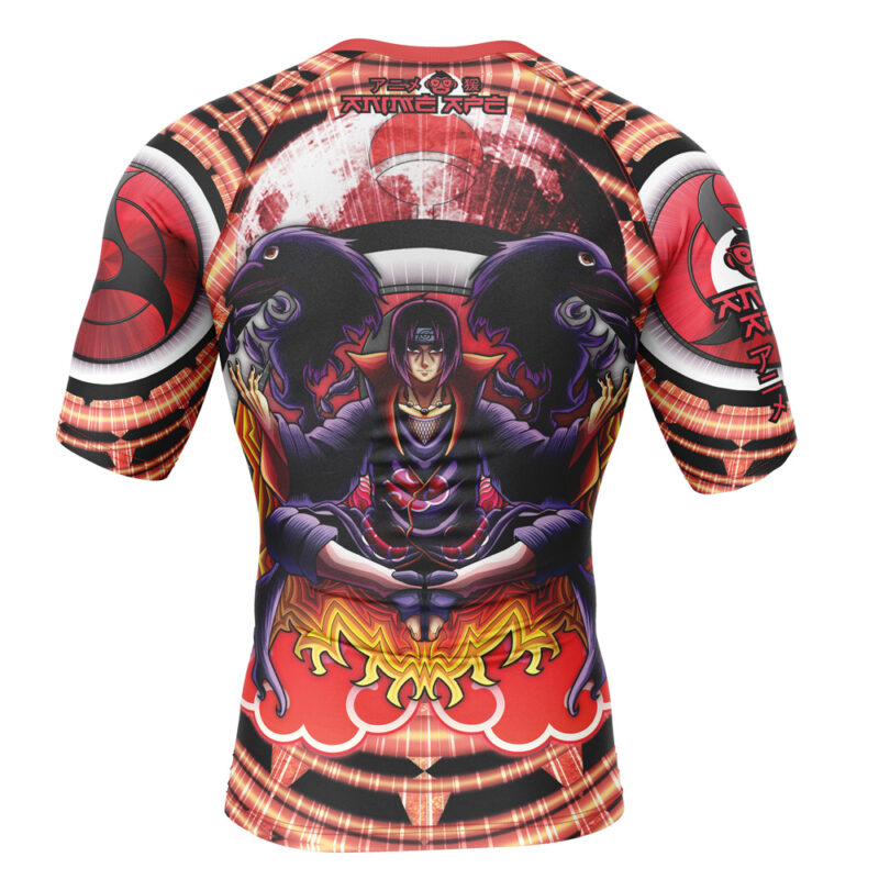 Trippy Uchiha Itachi Shippuden Short Sleeve Rash Guard Compression Shirt - Image 2