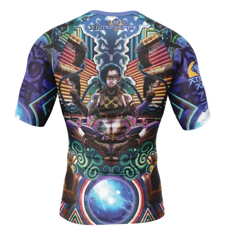 Trippy Jinx Arcane Short Sleeve Rash Guard Compression Shirt - Image 2