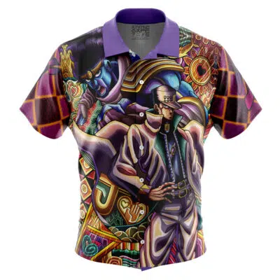 Trippy Jotaro Kujo JoJo's Bizarre Adventure Button Up Hawaiian Shirt