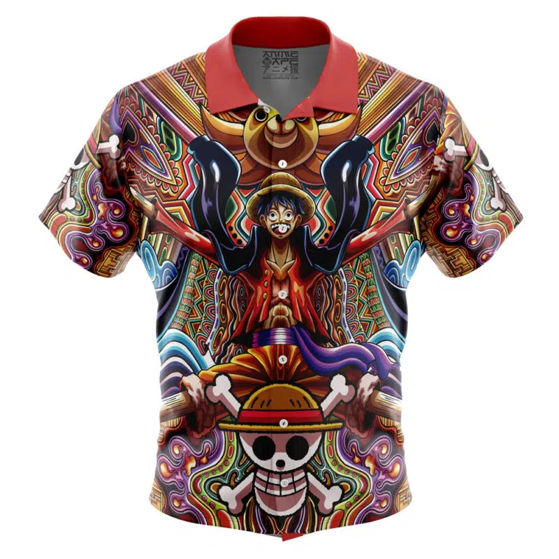 Trippy Monkey D. Luffy One Piece Button Up Hawaiian Shirt