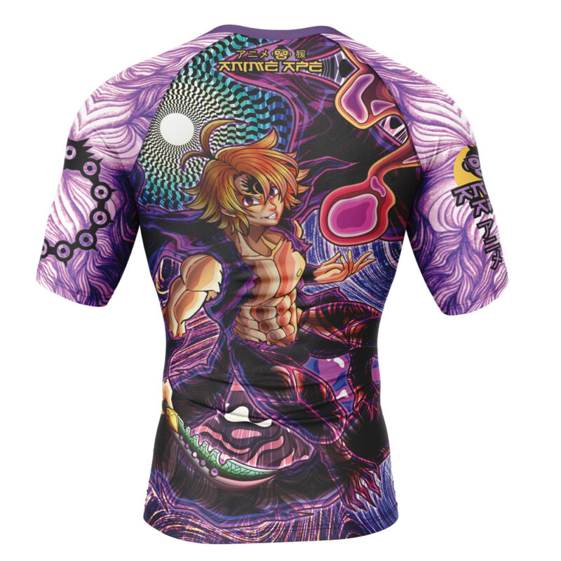 Trippy Meliodas Assault Mode Seven Deadly Sins Short Sleeve Rash Guard Compression Shirt - Image 2