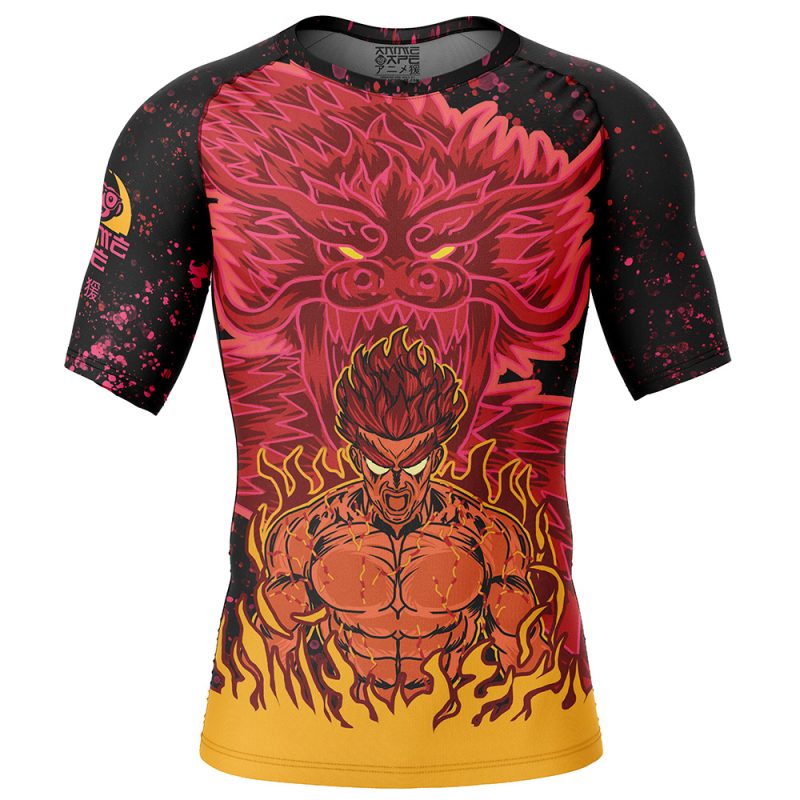 MIght Guy 8th Gate Dragon Naruto Short Sleeve Rash Guard Compression Shirt