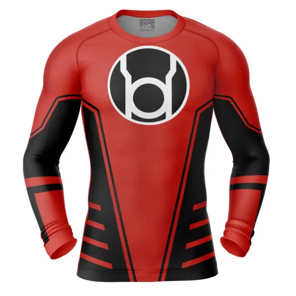Red Lantern DC Comics Long Sleeve Rash Guard Compression Shirt
