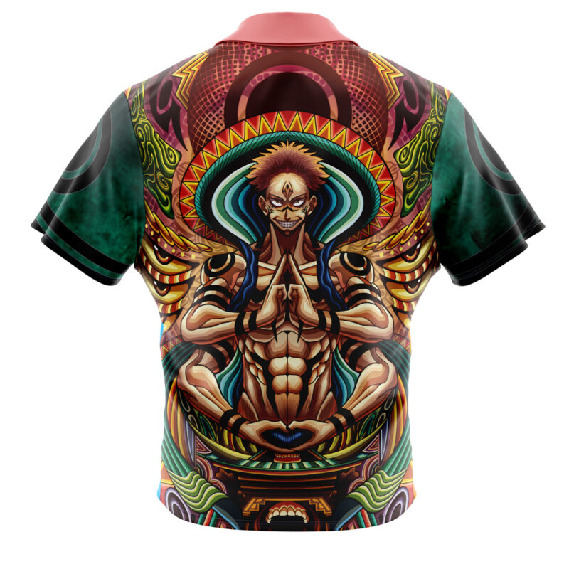 Trippy Ryomen Sukuna Jujutsu Kaisen Button Up Hawaiian Shirt - Image 2