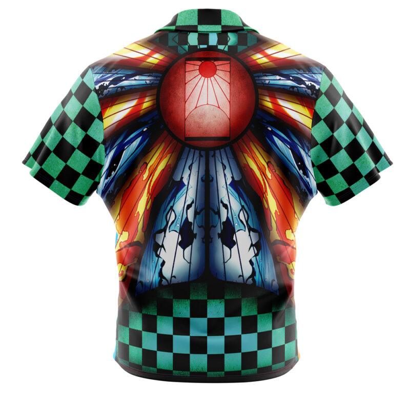 Trippy Kamado Tanjiro Demon Slayer Button Up Hawaiian Shirt - Image 2