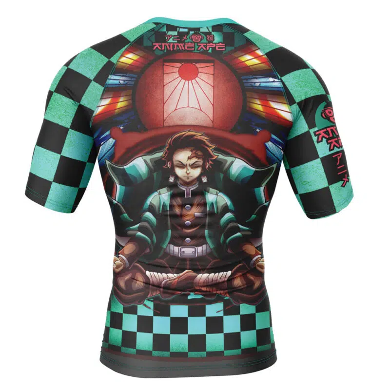 Trippy Kamado Tanjiro Demon Slayer Short Sleeve Rash Guard Compression Shirt - Image 2