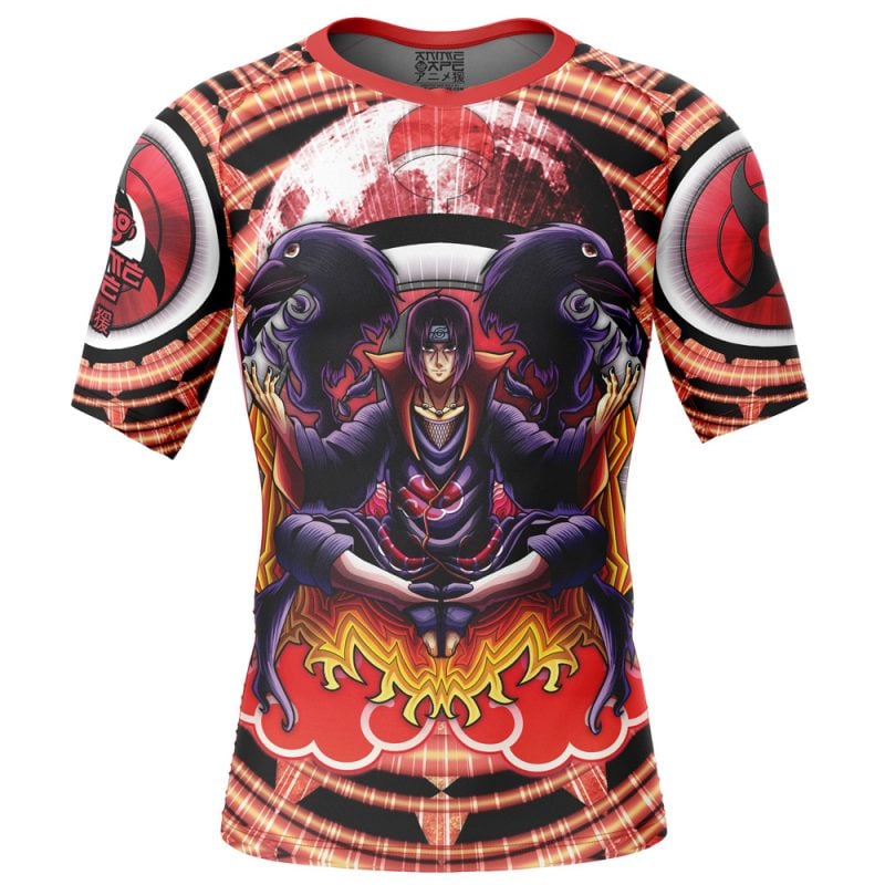Trippy Uchiha Itachi Naruto Short Sleeve Rash Guard Compression Shirt