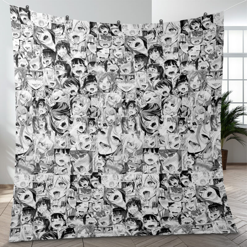 Ahegao Manga Quilt Blanket