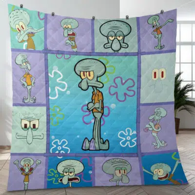 Squidward Spongebob Squarepants Quilt Blanket