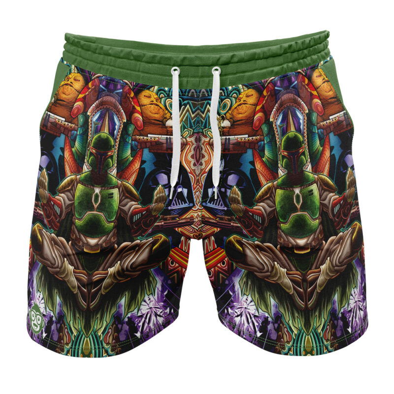 Trippy Boba Fett Star Wars Clover Gym Shorts