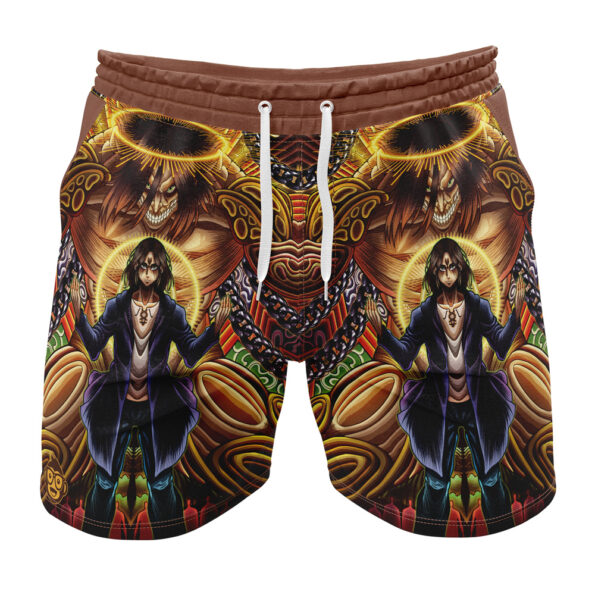 Trippy Eren Yeager Timeskip Attack on Titan Gym Shorts