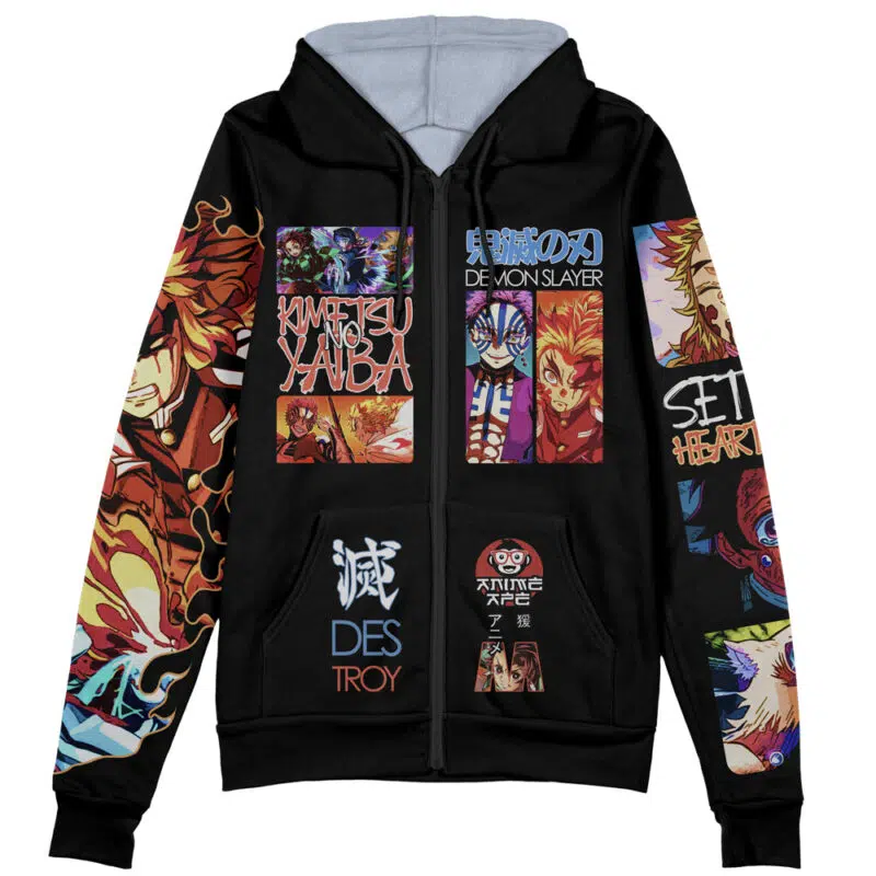 Mugen Train Arc Demon Slayer Streetwear Zip Hoodie Jacket - Image 2