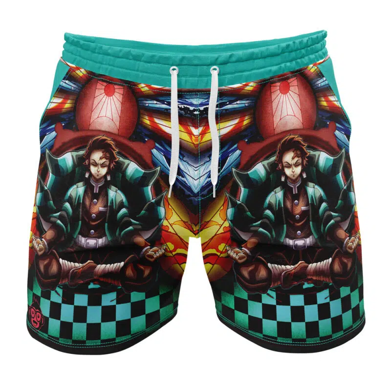 Trippy Kamado Tanjiro Demon Slayer Gym Shorts