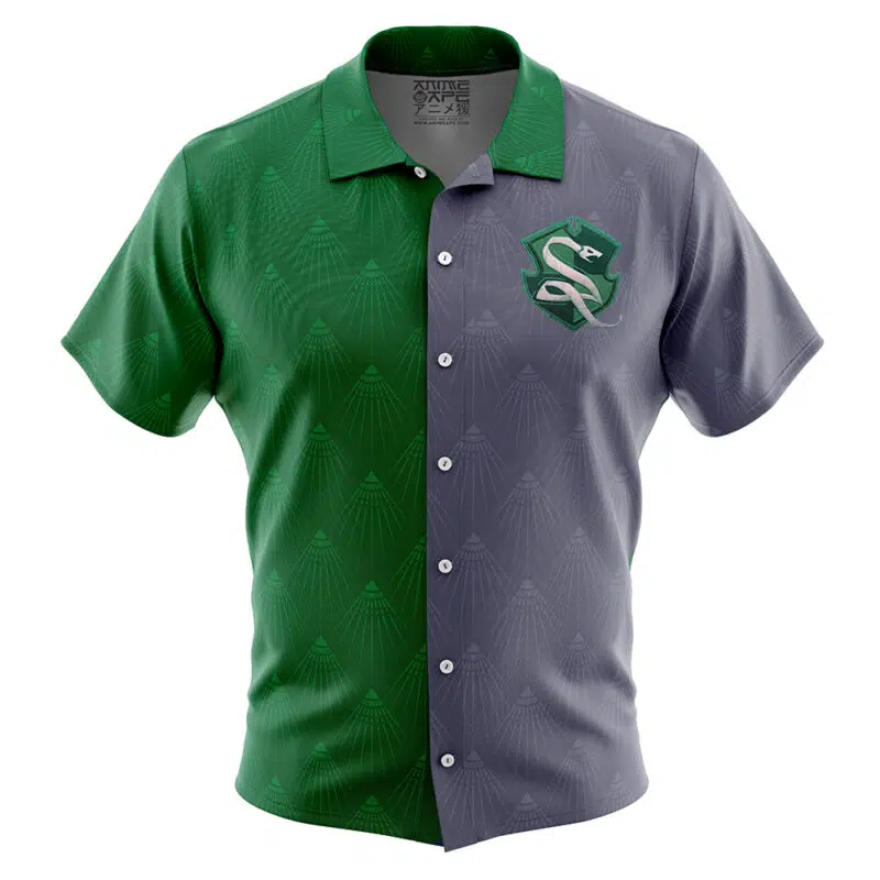 Hogwarts Legacy Slytherin Badge Harry Potter Button Up Hawaiian Shirt