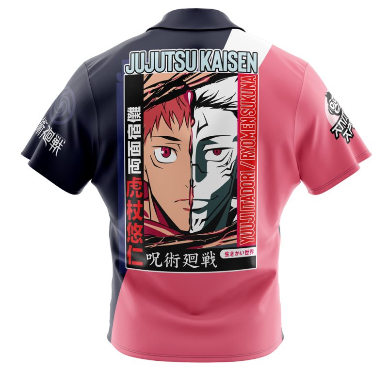 Itadori Yuuji x Ryomen Sukuna Jujutsu Kaisen Button Up Hawaiian Shirt - Image 2