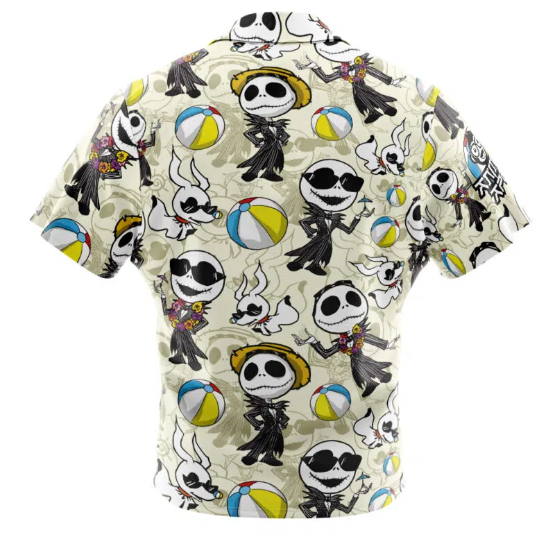 Jack Skellington Summer Vacation The Night Before Christmas Button Up Hawaiian Shirt - Image 2