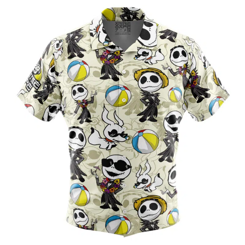 Jack Skellington Summer Vacation The Night Before Christmas Button Up Hawaiian Shirt