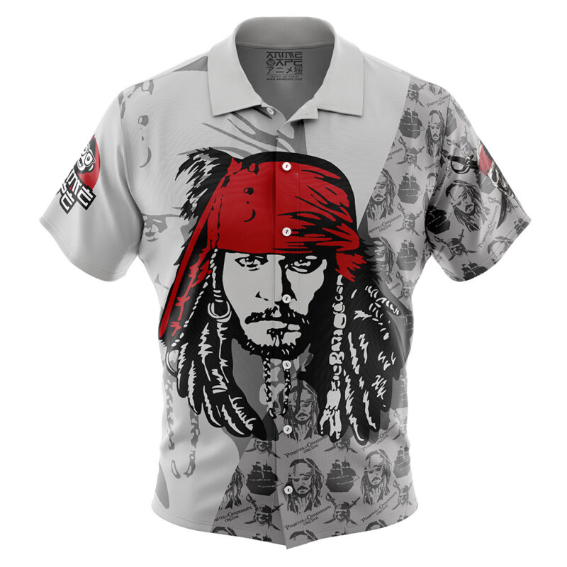 Jack Sparrow Pirates of the Caribbean Button Up Hawaiian Shirt